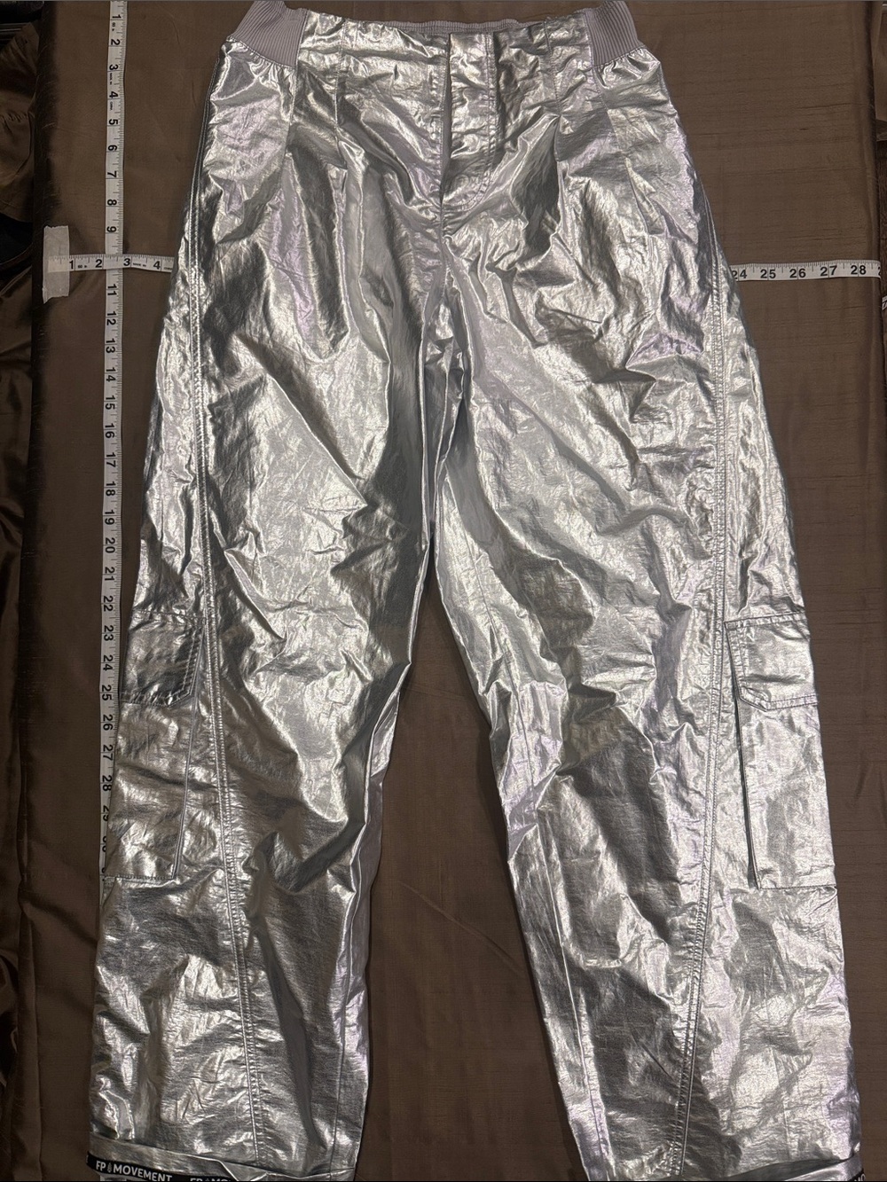 Free People FP Movement Mesmerize Me Metallic Cargo Pants Statement - Picture 7 of 7